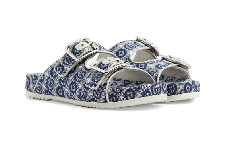 Lookbook (PS) Gucci GG Jacquard Stoffen Slide ''Blauw'' 685117-FAA9G-4443