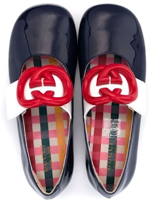 (PS) Gucci Flat Ballet Kulit 'Logo Biru Gelap' 662178-ALU80-4561 Lookbook (PS) Gucci Flat Ballet Kulit 'Logo Biru Gelap' 662178-ALU80-4561