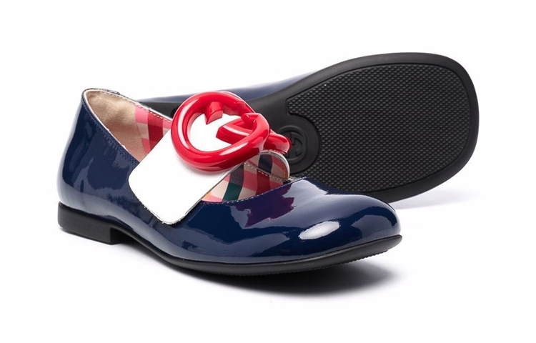 Purchase (Preschool) Gucci Leather Ballet Flat 'Dark Blue Logo' 662178-ALU80-4561