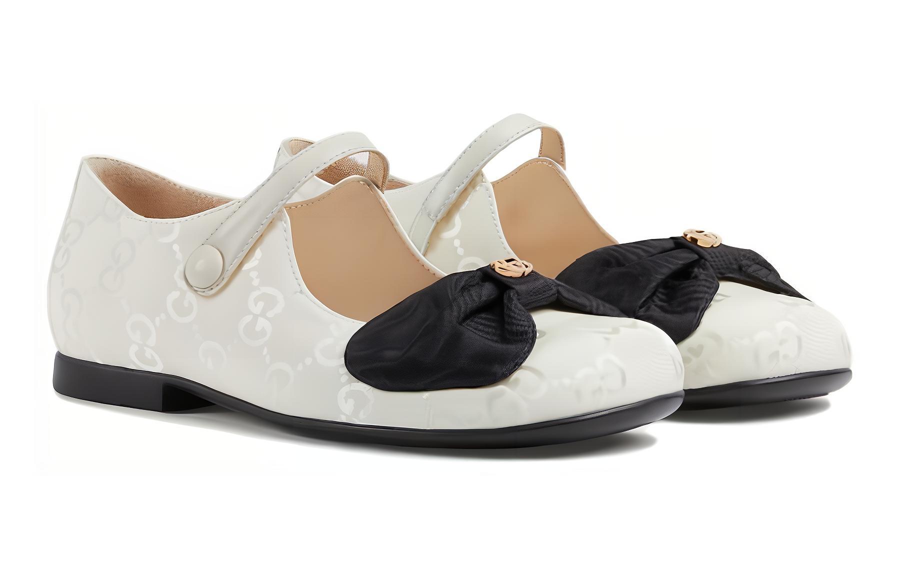 Lookbook (Preschool) Gucci Leather Buckle Low-Top 'White' 762665-FACRC-9163