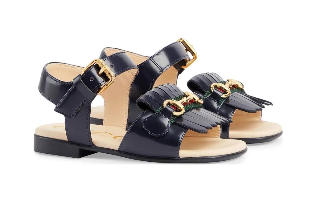 Lookbook (Preschool) Gucci Leather Horsebit Open-Toe Sandal 'Blue' 725766-AABF0-4054