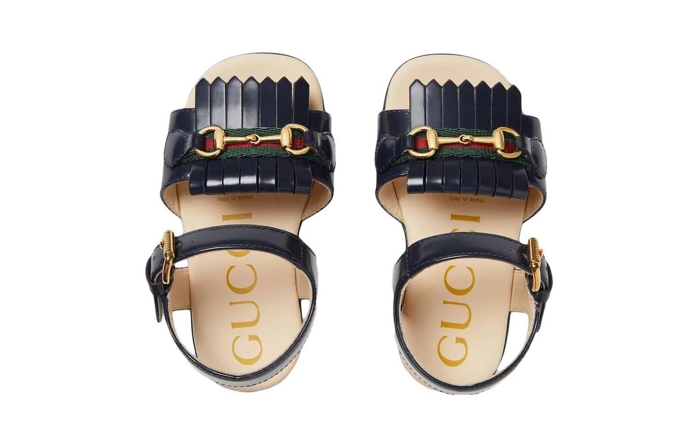 Shop (Preschool) Gucci Leather Horsebit Open-Toe Sandal 'Blue' 725766-AABF0-4054