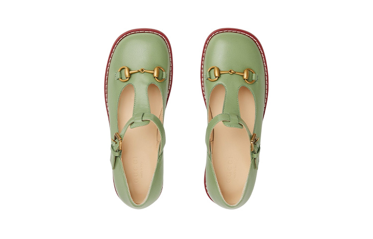 Lookbook (PS) (幼児用) グッチ レザー ローファー 'グリーン ホースビット' 725743-C9D00-3408 725743-C9D00-3408