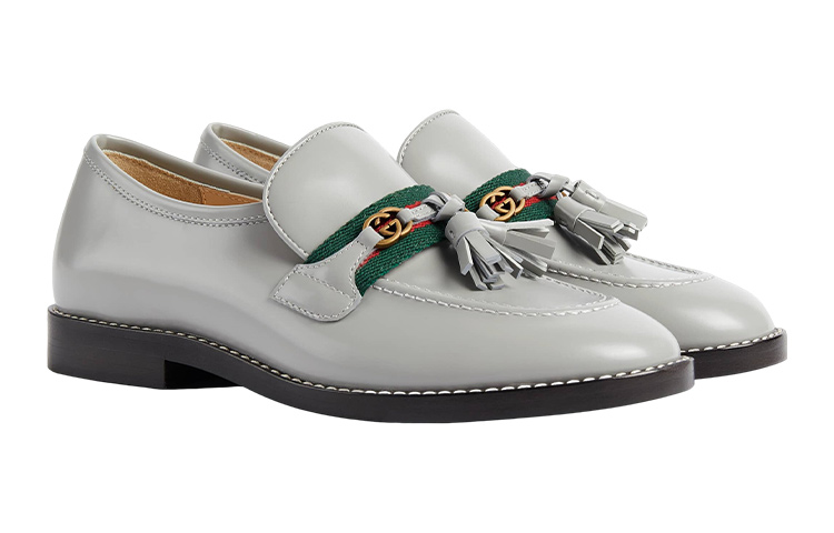 Order (Preschool) Gucci Leather Tassel Flats 'Grey' 662190-U3D20-1760