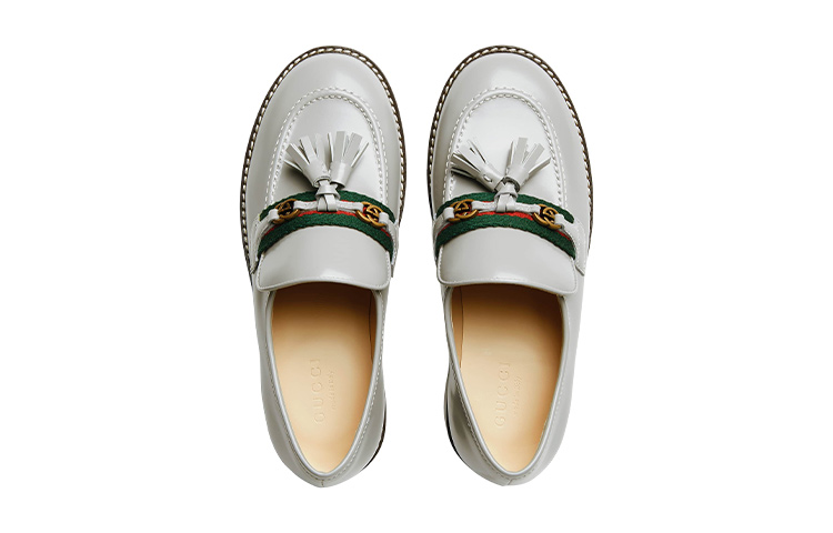 Lookbook (Preschool) Gucci Leather Tassel Flats 'Grey' 662190-U3D20-1760