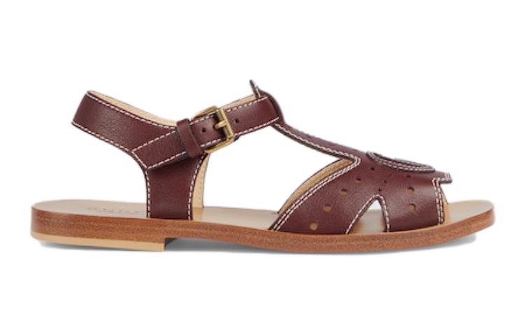 Order (PS) Sandal Gucci Bahan Kulit Jepit Ujung Bulat 'Burgundy' 724055-1XH00-6629