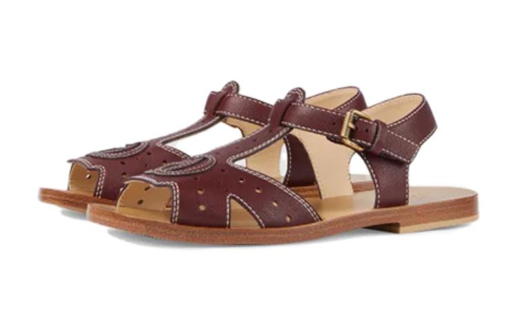 Lookbook (PS) Sandal Gucci Bahan Kulit Jepit Ujung Bulat 'Burgundy' 724055-1XH00-6629