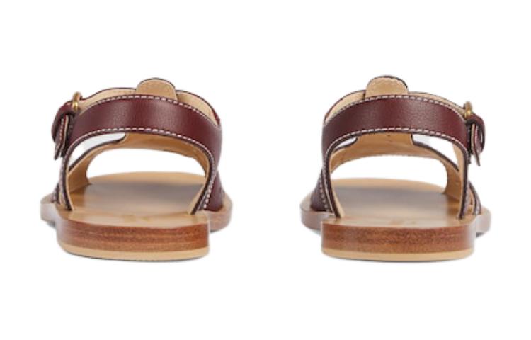 Purchase (PS) Sandal Gucci Bahan Kulit Jepit Ujung Bulat 'Burgundy' 724055-1XH00-6629