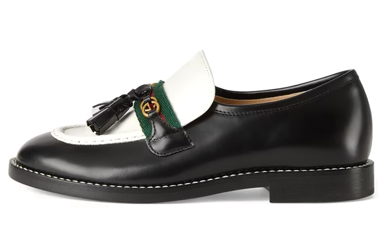 (Preschool) Gucci Loafer 'Black with Webbing Strap'