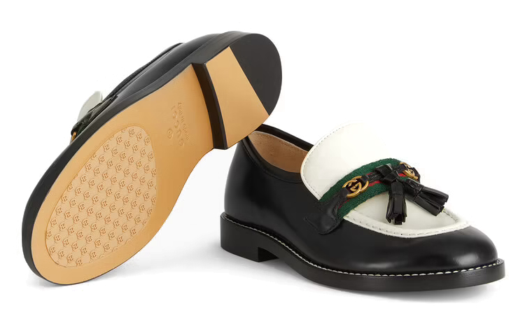 Shop (PS) Sepatu Loafer Gucci 'Hitam dengan Tali Webbing' 681811-1PKH0-1061