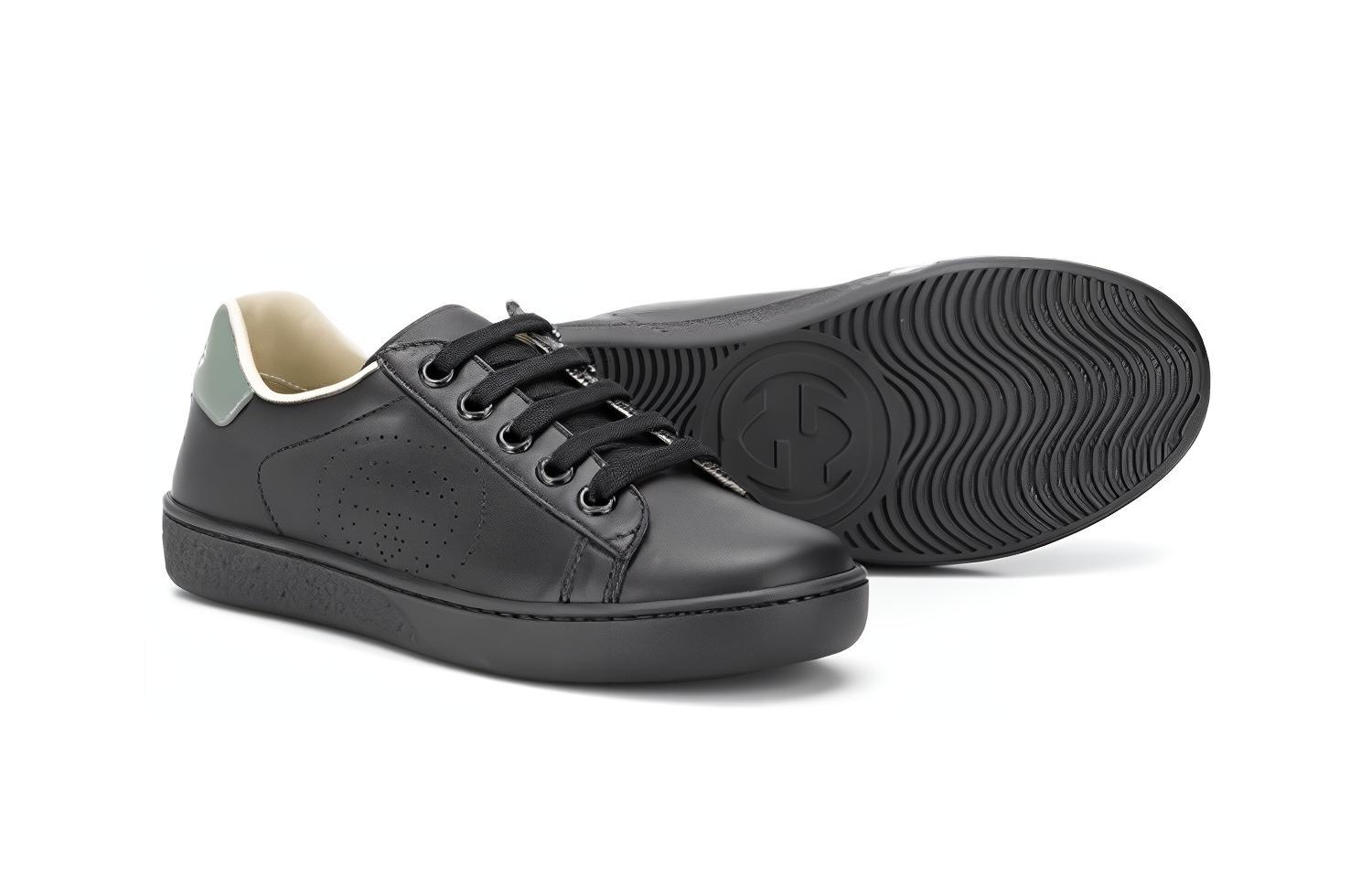 Shop (Preschool) Gucci Low-Top Sneaker 'Black Calf Leather with Laces' 626619-BLN70-1065