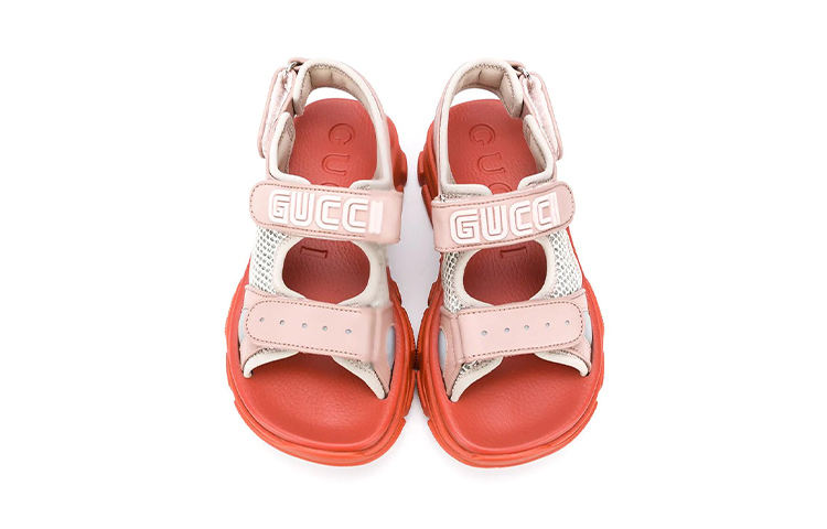 Lookbook (PS) 古驰时尚粉色开口魔术贴凉鞋 603870-D60K0-6866