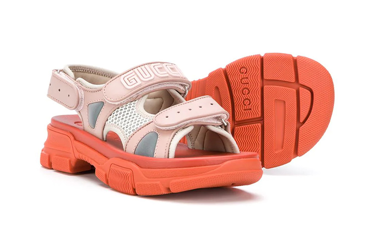 Shop (PS) 古驰时尚粉色开口魔术贴凉鞋 603870-D60K0-6866