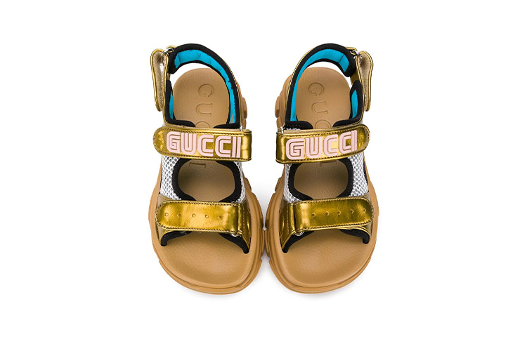 Lookbook (Preschool) Gucci Open Toe Velcro Fashion Sandal 'Brown' 603870-DORG0-8061