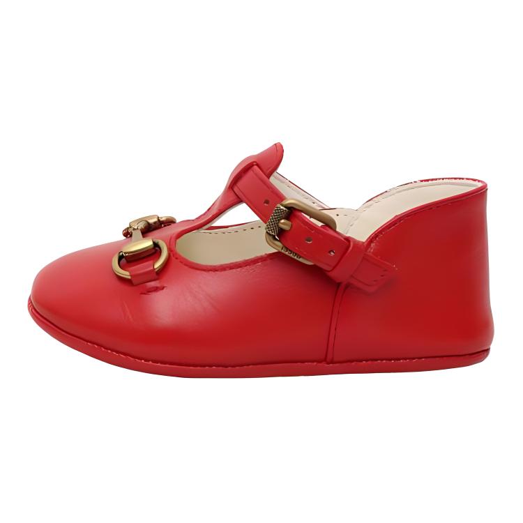 (Preschool) Gucci Round-Toe Buckle Loafers 'Red Lambskin' 725732-1D700-6537