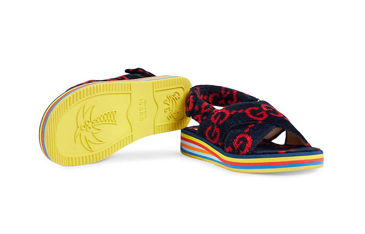 Shop (PS) Claquettes Gucci en Caoutchouc ''Bleu Rouge'' 603868-HMM00-4089