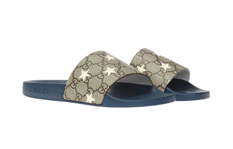 Order (PS) グッチ スライド ブラウンブルー プリント 508809-HYY00-8943