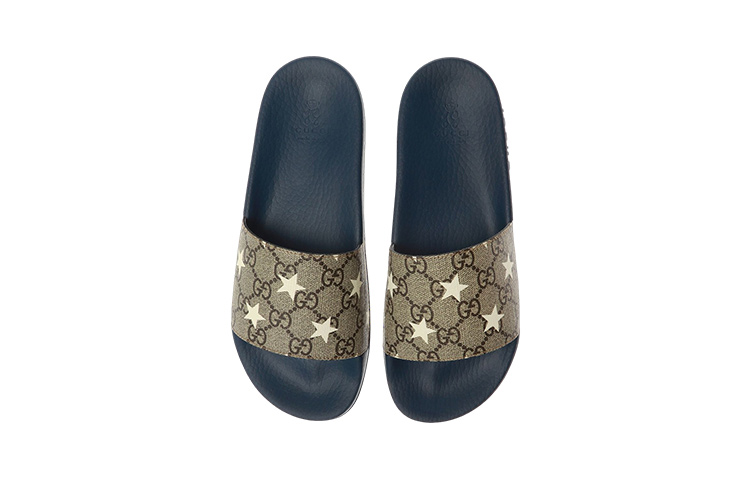 Lookbook (PS) グッチ スライド ブラウンブルー プリント 508809-HYY00-8943