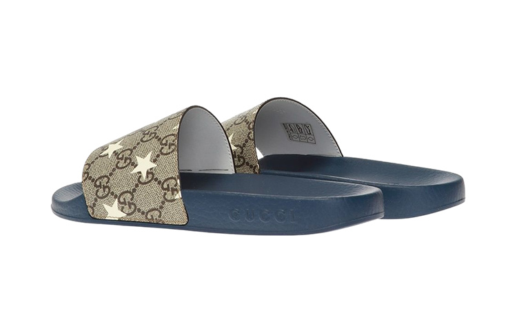 Shop (PS) グッチ スライド ブラウンブルー プリント 508809-HYY00-8943