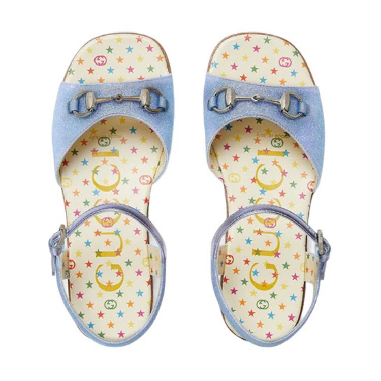 Lookbook (Preschool) Gucci Slide Sandal 'Blue Horsebit Sparkle' 681338-KUS40-4760