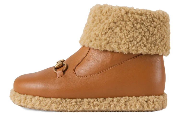 (Preschool) Gucci Snow Boots 'Brown with Horsebit Buckle' 662197-17T60-2760