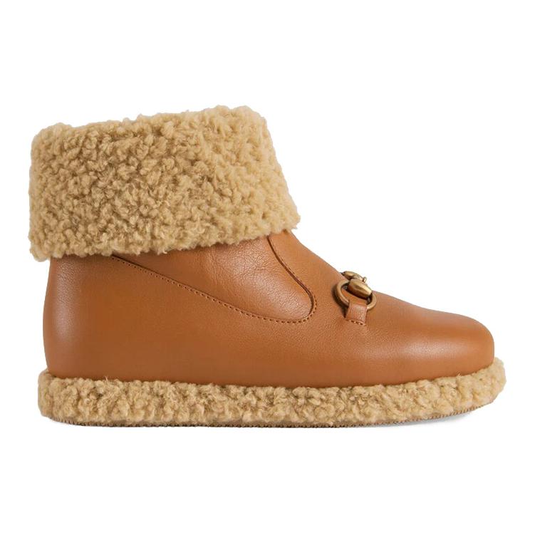 Order 兒童 GUCCI 古馳 馬嚼銜雪地靴 棕色