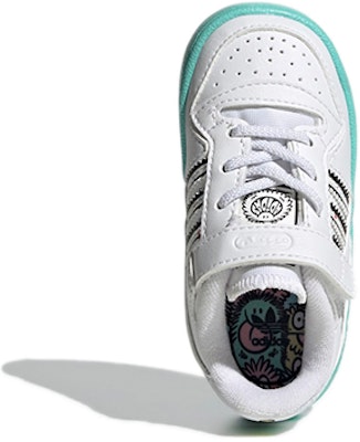 (TD) 아디다스 오리지널스 포럼 로우 x 케빈 리옹 '화이트 블랙 블루' H01442 Details for (TD) 아디다스 오리지널스 포럼 로우 x 케빈 리옹 '화이트 블랙 블루' H01442