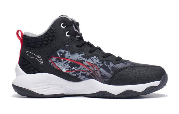 Order 大童 李寧兒童 破界 減震防滑輕便 低幫 兒童籃球鞋 黑色/岩石灰