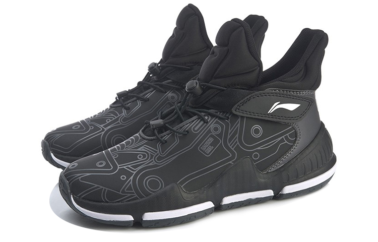 Lookbook (Preschool) Li-Ning Basketball Mid 'Black Shock-Absorbing' YKBQ036-11