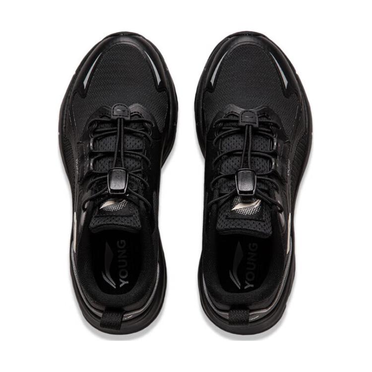 Shop 大童 李寧兒童 軟底舒適 時尚百搭 耐磨透氣 兒童休閒鞋 黑色