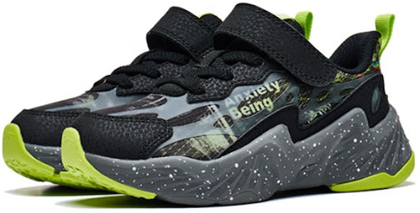 兒童 李寧兒童 休閒百搭 防踢耐磨 低筒 兒童跑步鞋 黑色果汁綠 Lookbook 兒童 李寧兒童 休閒百搭 防踢耐磨 低筒 兒童跑步鞋 黑色果汁綠