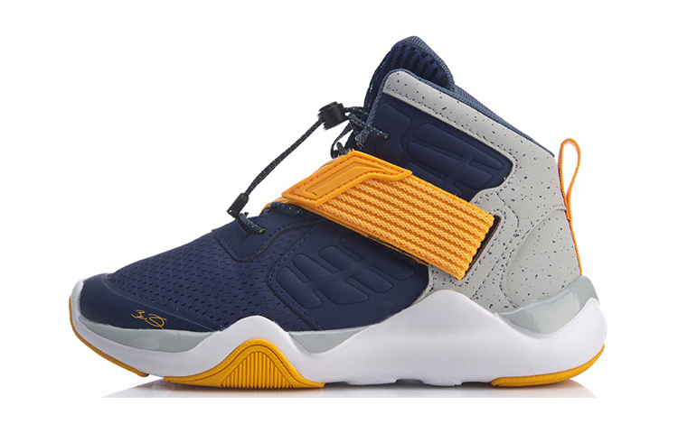 (Preschool) Li-Ning High-Top Basketball 'Grey Blue Yellow' YKBP088-5