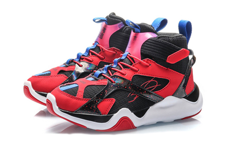 Lookbook (Preschool) Li-Ning High-Top Basketball Shoes 'Black Red Comfort' YKBP062-1
