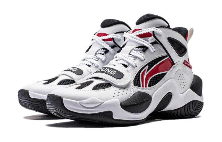 Lookbook (PS) 李寧ハイカットバスケシューズ 白黒赤 YKBT094-1