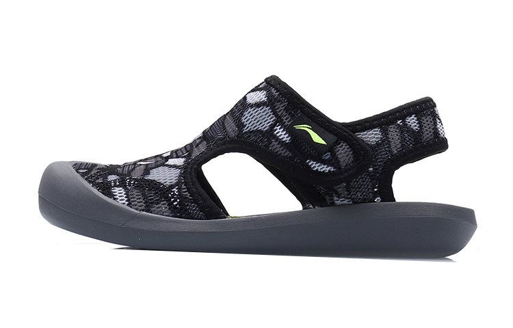 (Preschool) Li-Ning Hollow Breathable Sandals 'Black Grey' YKUQ058-1