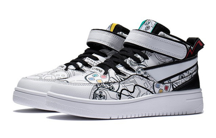 Lookbook (Preschool) Li-Ning Mid-Top 'Black White Bounce' YKCS020-5