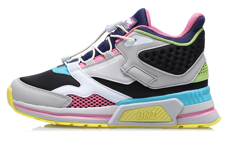 (Preschool) Li-Ning Mid-Top Sneakers 'Black Grey Pink' YKCQ206-2