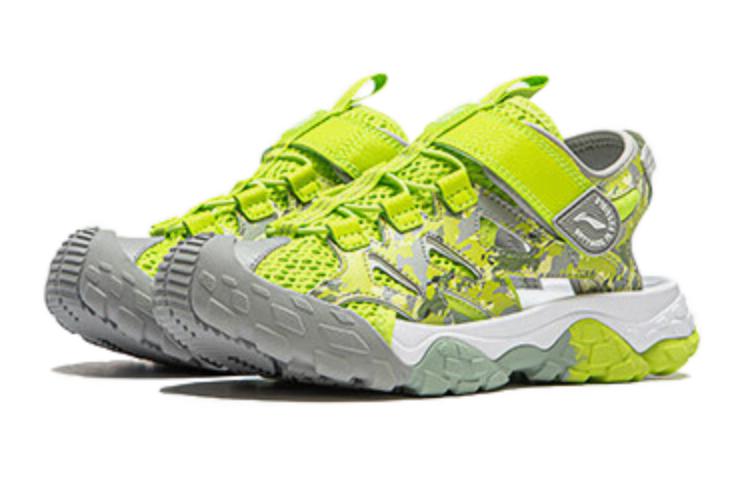 Order 大童 李寧兒童 跋涉2 簡約百搭 防滑透氣兒童涼鞋 綠灰