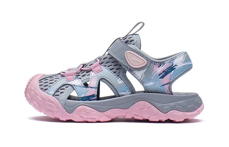 (Preschool) Li-Ning Traverse Casual Sport Sandal 'Grey Pink' YKKS006-2
