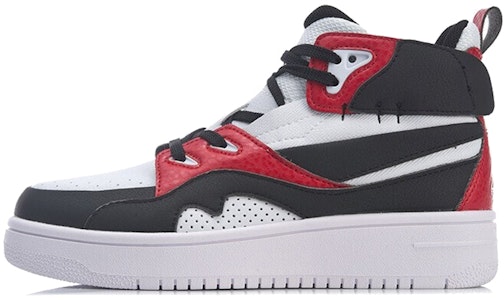 大童 LiNing李寧 皮面休閒 中筒 兒童板鞋 白黑紅 Buy 大童 LiNing李寧 皮面休閒 中筒 兒童板鞋 白黑紅