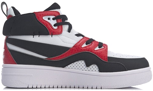 大童 LiNing李寧 皮面休閒 中筒 兒童板鞋 白黑紅 Order 大童 LiNing李寧 皮面休閒 中筒 兒童板鞋 白黑紅