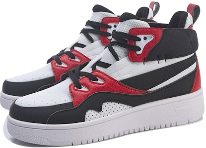 大童 LiNing李寧 皮面休閒 中筒 兒童板鞋 白黑紅 Lookbook 大童 LiNing李寧 皮面休閒 中筒 兒童板鞋 白黑紅