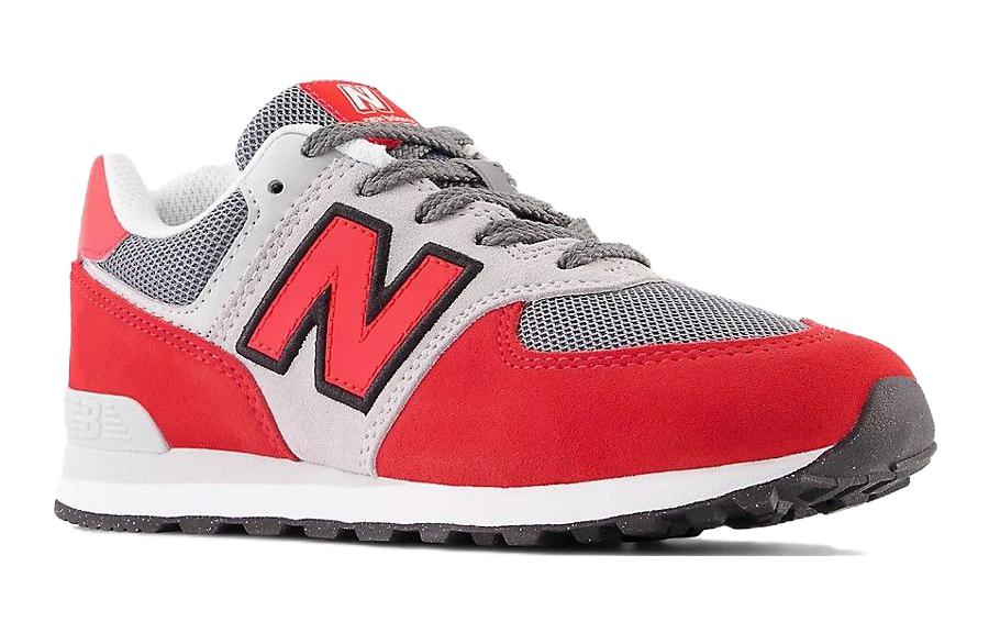 Lookbook 大童 New Balance NB 574 圓頭繫帶 減震耐磨 低筒 兒童跑步鞋 紅灰色