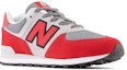 Lookbook 大童 New Balance NB 574 圓頭繫帶 減震耐磨 低筒 兒童跑步鞋 紅灰色