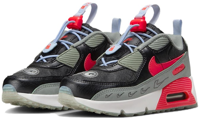 (Preschool) Nike Air Max 90 Toggle SE 'Black Green Bright Crimson' FB9115-001 Lookbook (Preschool) Nike Air Max 90 Toggle SE 'Black Green Bright Crimson' FB9115-001