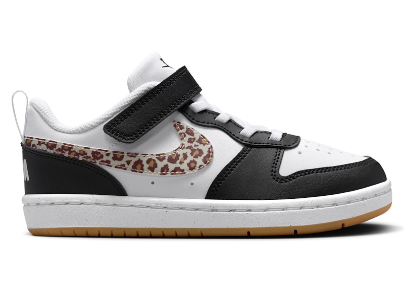 (Preschool) Nike Court Borough Low Black White Leopard Swoosh IR0564-001