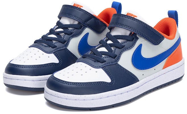 (Preschool) Nike Court Borough Low Recraft 'White Navy Orange' DV5457-401 Sizing (Preschool) Nike Court Borough Low Recraft 'White Navy Orange' DV5457-401