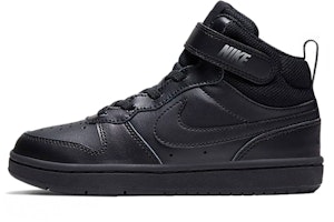 (Preschool) Nike Court Borough Mid 2Velcro 'Triple Balck' CD7783-001 (Preschool) Nike Court Borough Mid 2Velcro 'Triple Balck' CD7783-001