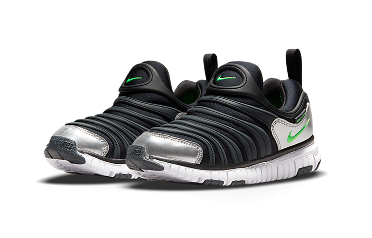 Lookbook (PS) Nike Dynamo Free 'Negro Ceniza Oscuro Cromo Metálico' 343738-028