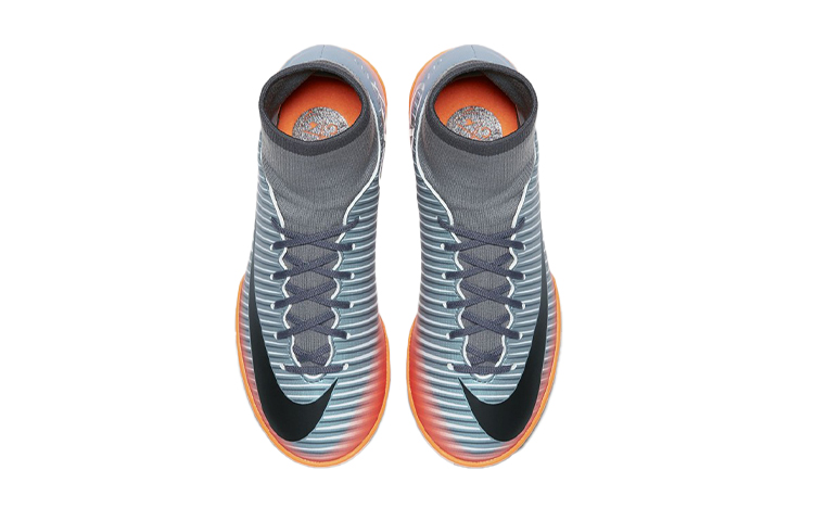 Shop 兒童 Nike Jr. MercurialX Victory 6 Dynamic Fit CR7 TF 低幫襪套足球鞋 藍橙色